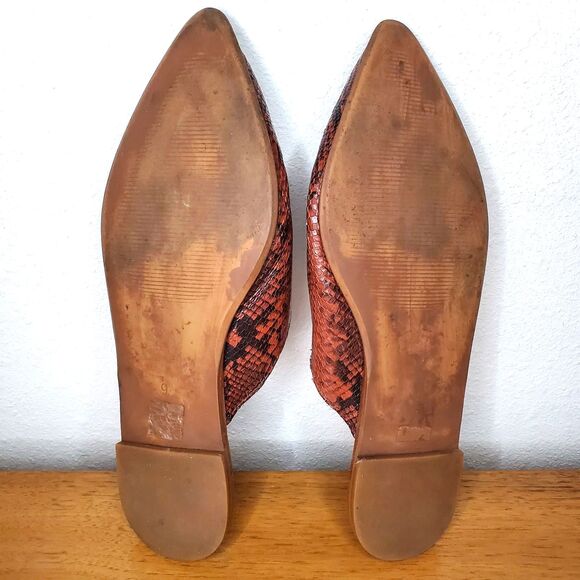 Madewell Emilia Snakeskin Mules Leather Slides Red Casual Summer Going Out SZ9 - Picture 6 of 9